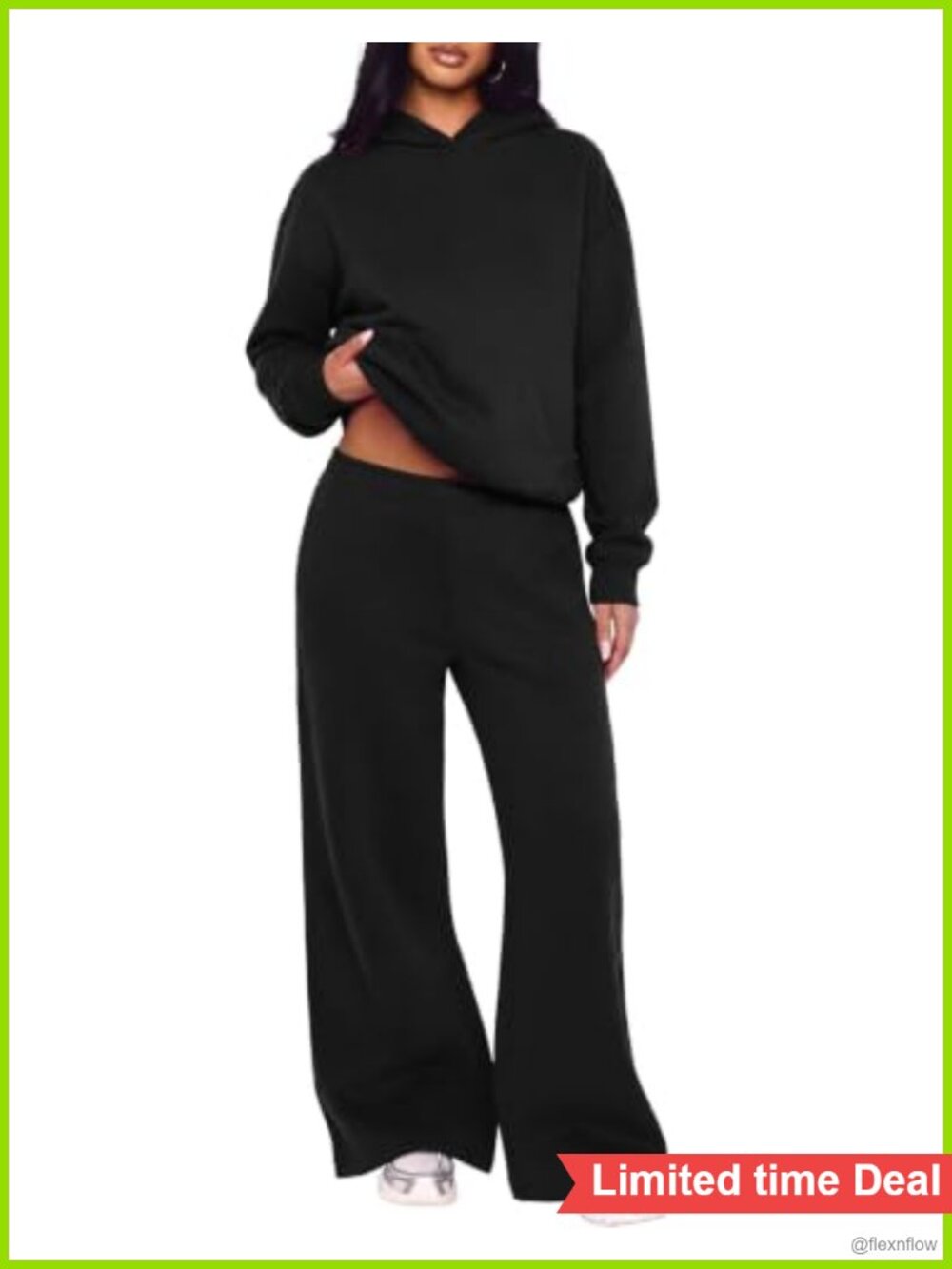 Women's Cotton 2 Piece Lounge Set Matching Sweatsuit Oversized Hoodie & Wide